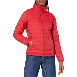 Amazon Essentials Women’s Lightweight Long-Sleeve Water-Resistant Packable Puffer Jacket (Available in Plus Size)(Red)