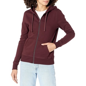 Amazon Essentials Women’s Midweight Fleece Full-Zip Hoodie with Drawstring (Available in Plus Size)(Burgundy)