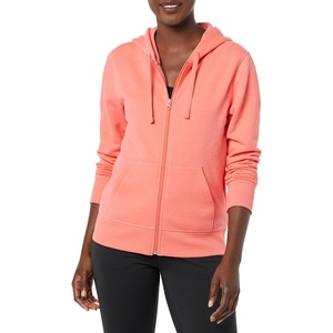 Amazon Essentials Women’s Midweight Fleece Full-Zip Hoodie with Drawstring (Available in Plus Size)(Coral Pink)