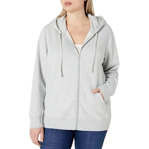 Amazon Essentials Women’s Midweight Fleece Full-Zip Hoodie with Drawstring (Available in Plus Size)(Light Grey Heather)