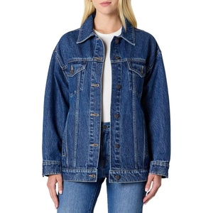 Amazon Essentials Women’s Oversized-Fit Rigid Denim Trucker Jacket(Medium Blue Vintage)
