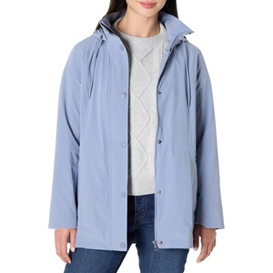 Amazon Essentials Women’s Regular-Fit Lightweight Waterproof Long Hooded Rain Jacket(Dusty Blue)