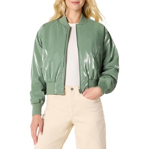 Amazon Essentials Women’s Relaxed-Fit Denim Bomber Jacket(Dark Sage Green)