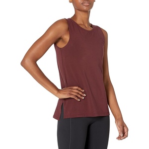 Amazon Essentials Women’s Soft Breathable Cotton Relaxed-Fit Yoga Tank Top for Sports Wear (Available in Plus Size)(Burgundy)