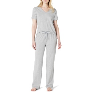 Amazon Essentials Women’s Soft Cotton Modal Short Sleeve T-Shirt and Pant Pajama Set(Medium Grey Heather)