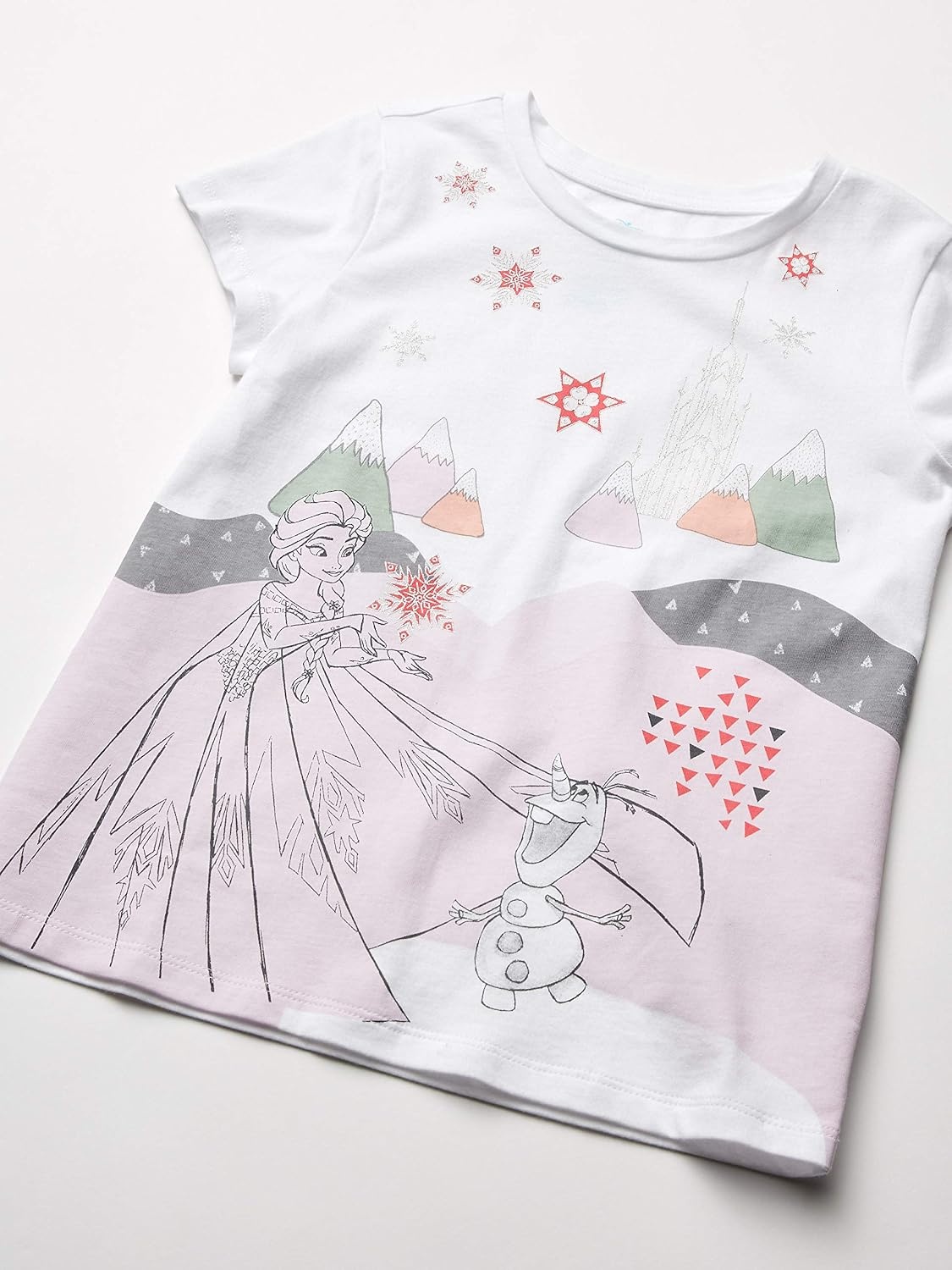 image:imageAmazon Essentials Disney Marvel Star Wars Frozen Princess Girls and Toddlers ShortSleeve TShirts ClothingBlueGreyWhiteFrozen Elsa Olaf