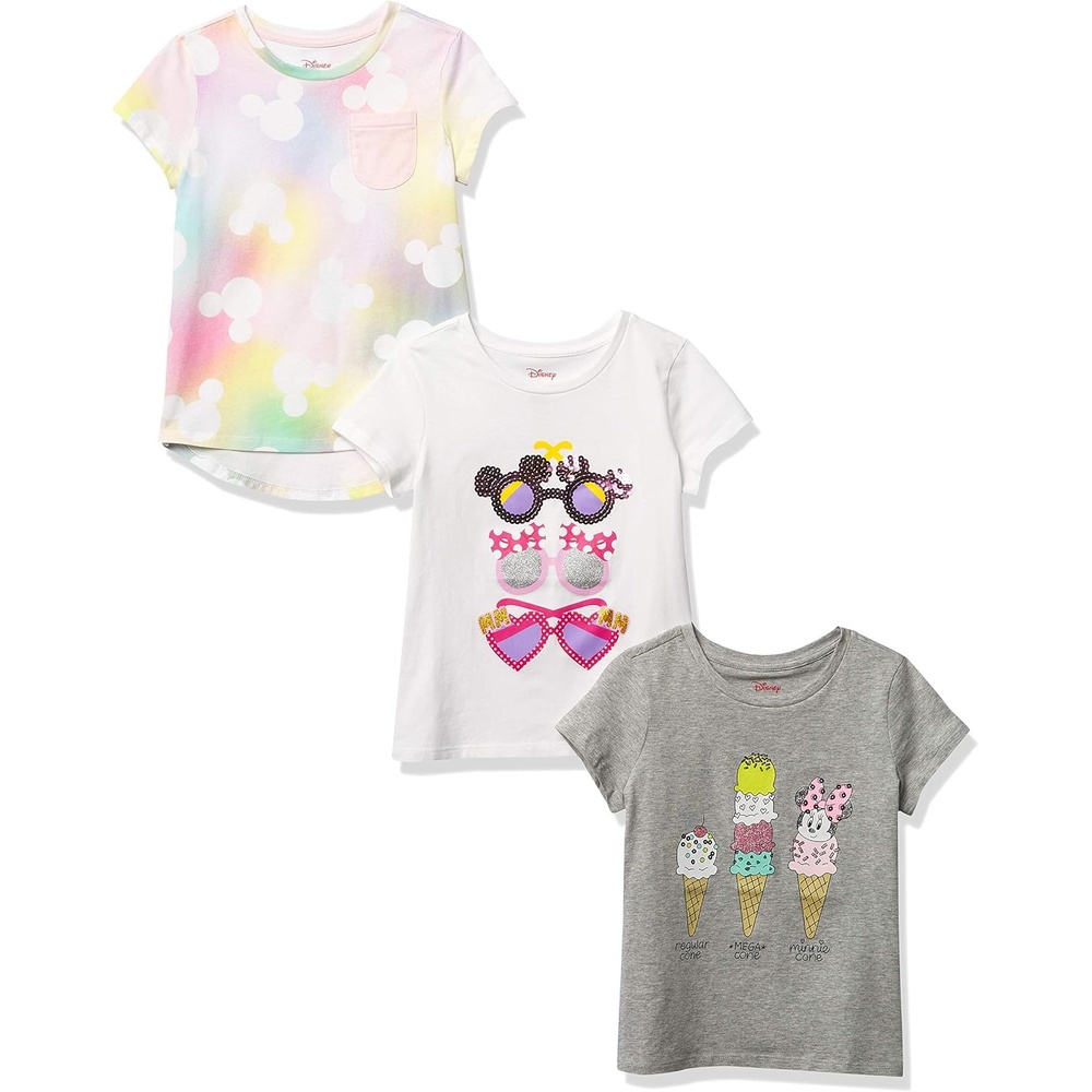 image:imageAmazon Essentials Disney Marvel Star Wars Frozen Princess Girls and Toddlers ShortSleeve TShirts Clothing3pack Minnie Summer