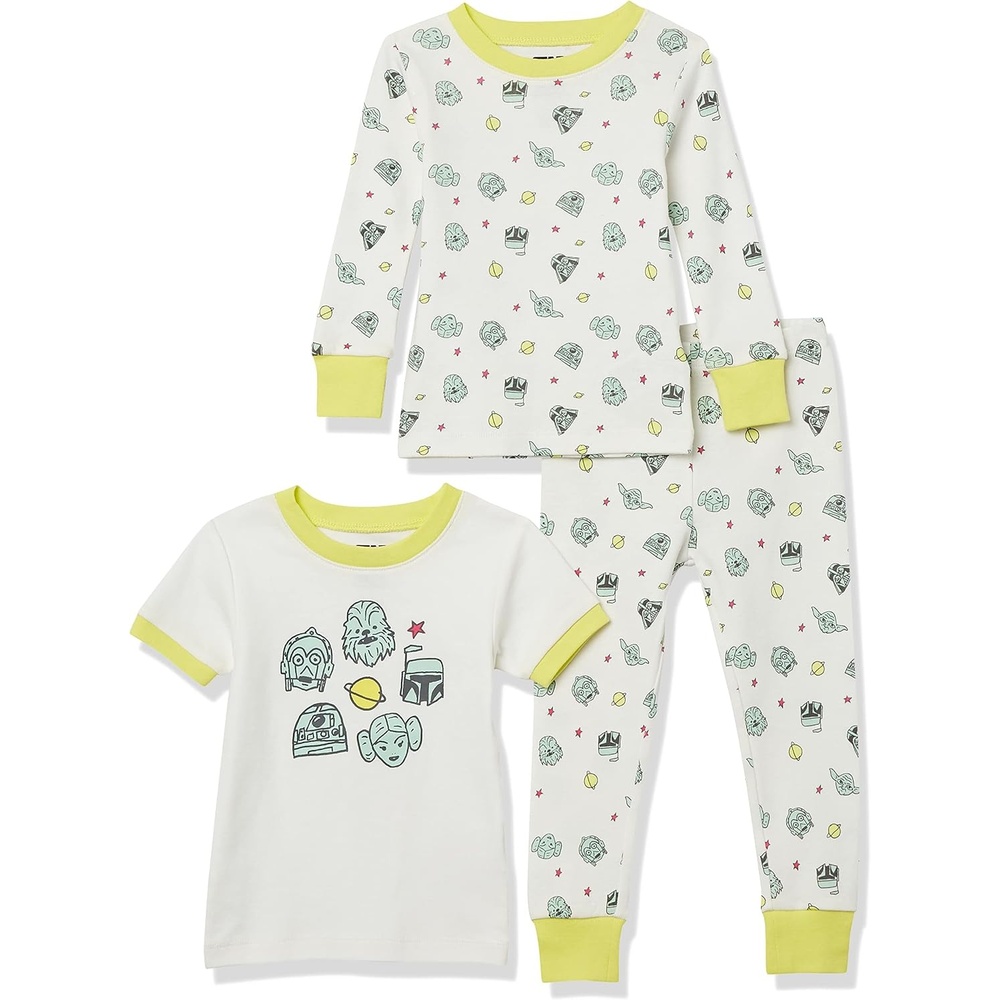 image:imageAmazon Essentials Disney Marvel Star Wars Princess Girls and Toddlers SnugFit Cotton Pajamas Set Pack of 33piece Star Wars Rebel Friends Set
