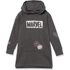 Amazon Essentials Disney | Marvel | Star Wars | Frozen | Princess Girls and Toddlers’ Fleece Long-Sleeve Hooded Dresses(Marvel Patches)