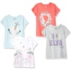 Amazon Essentials Disney | Marvel | Star Wars | Frozen | Princess Girls and Toddlers’ Short-Sleeve T-Shirts Clothing(Blue/Grey/White/Frozen Elsa & Olaf)