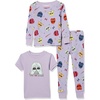 Amazon Essentials Disney | Marvel | Star Wars | Princess Girls and Toddlers’ Snug-Fit Cotton Pajamas Set, Pack of 3(3-piece Star Wars Purple Rule the Galaxy Set)