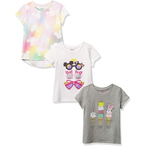 Amazon Essentials Disney | Marvel | Star Wars | Frozen | Princess Girls and Toddlers’ Short-Sleeve T-Shirts Clothing(3-pack Minnie Summer)