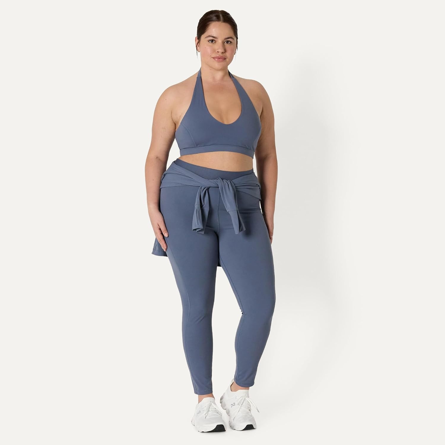 image:imageAmazon Essentials Womens Active FormFlex Buttery Soft Light Support Halter VNeck Sports BraSlate Grey