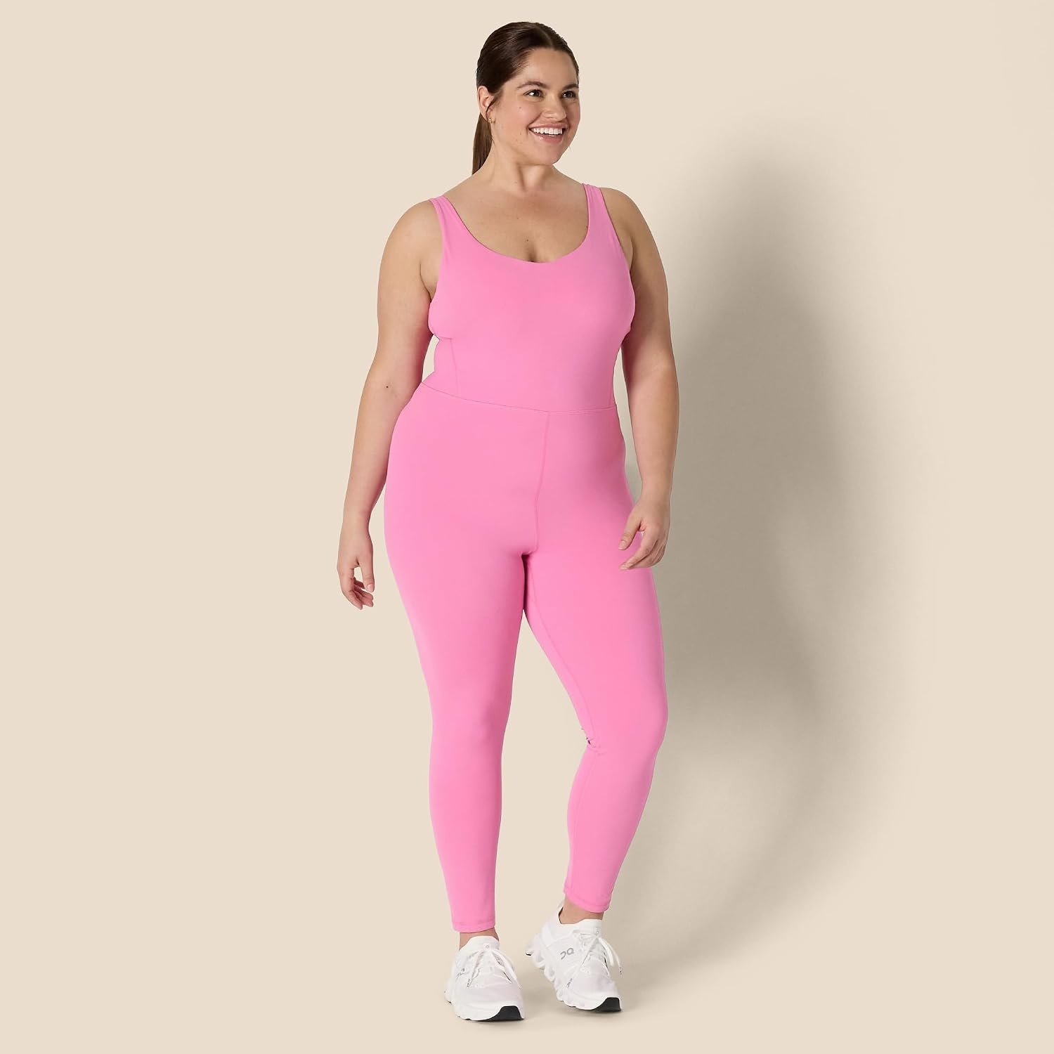 image:imageAmazon Essentials Womens Active Formflex Buttery Soft One Piece Full Length Workout Jumpsuit with BuiltIn BraPink