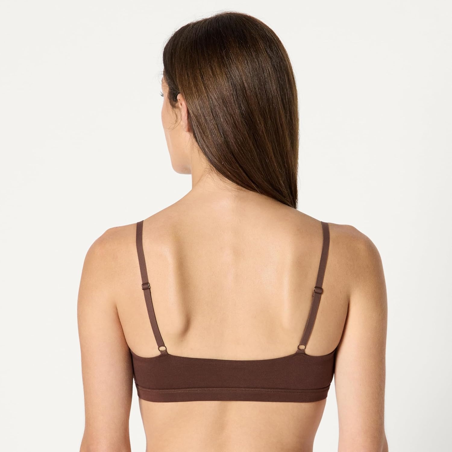 image:imageAmazon Essentials Womens Cotton Jersey Scoop Bralette Pack of 2Black Rich Hazel