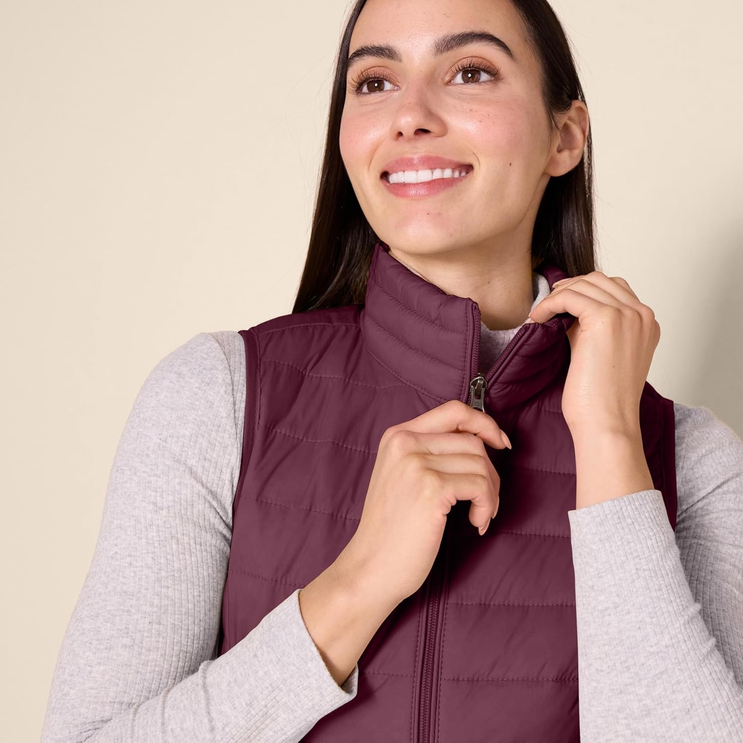 image:imageAmazon Essentials Womens Lightweight WaterResistant Packable Puffer VestBurgundy