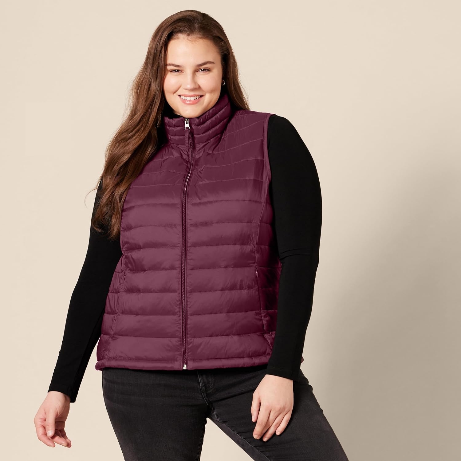 image:imageAmazon Essentials Womens Lightweight WaterResistant Packable Puffer VestBurgundy