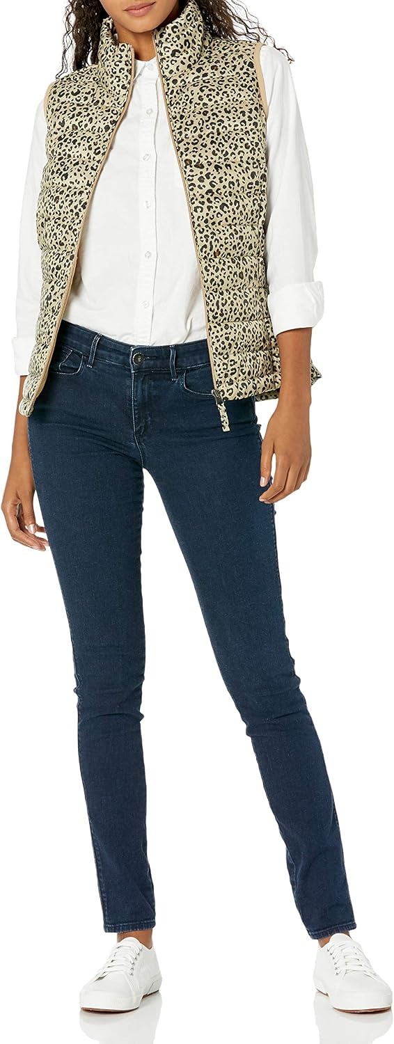 image:imageAmazon Essentials Womens Lightweight WaterResistant Packable Puffer VestLight Camel Leopard Print