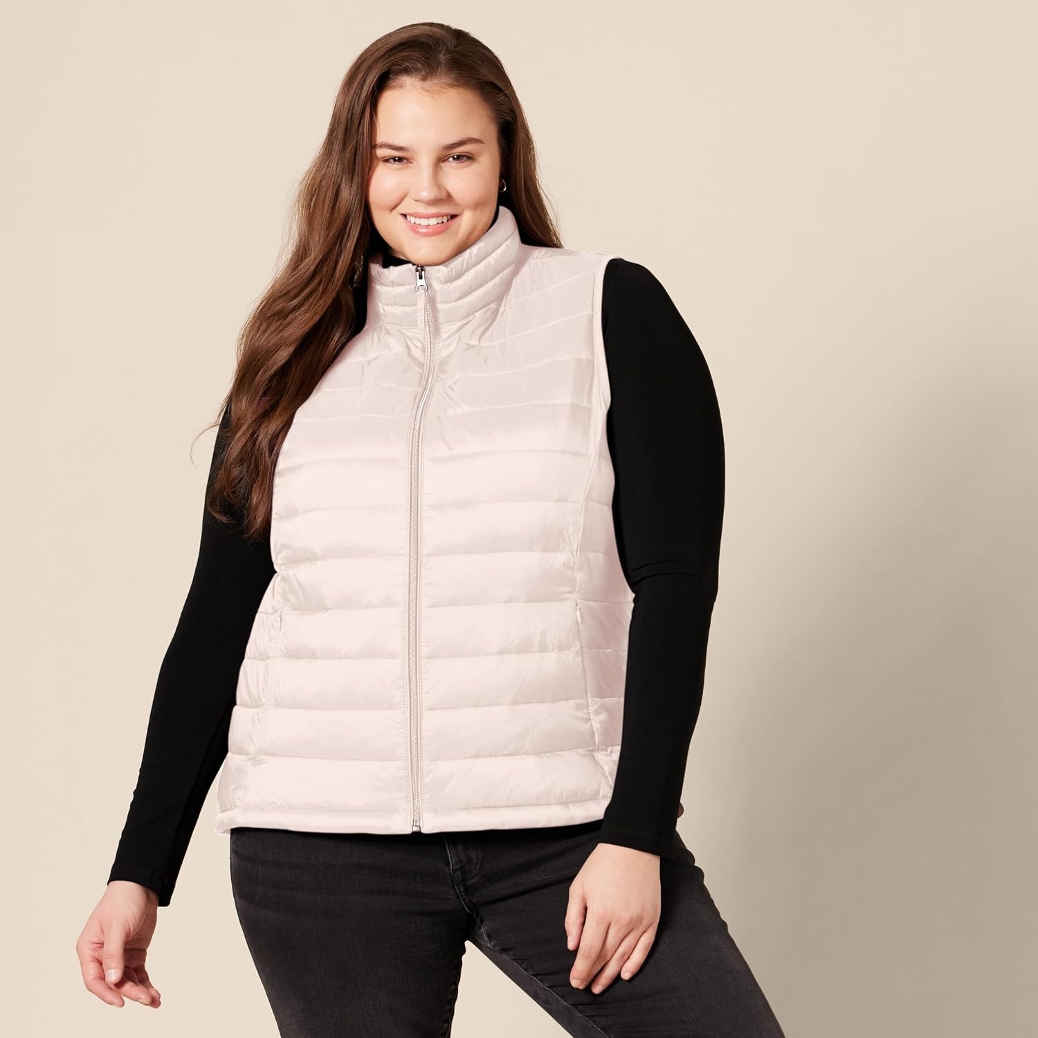 image:imageAmazon Essentials Womens Lightweight WaterResistant Packable Puffer VestLight Pink