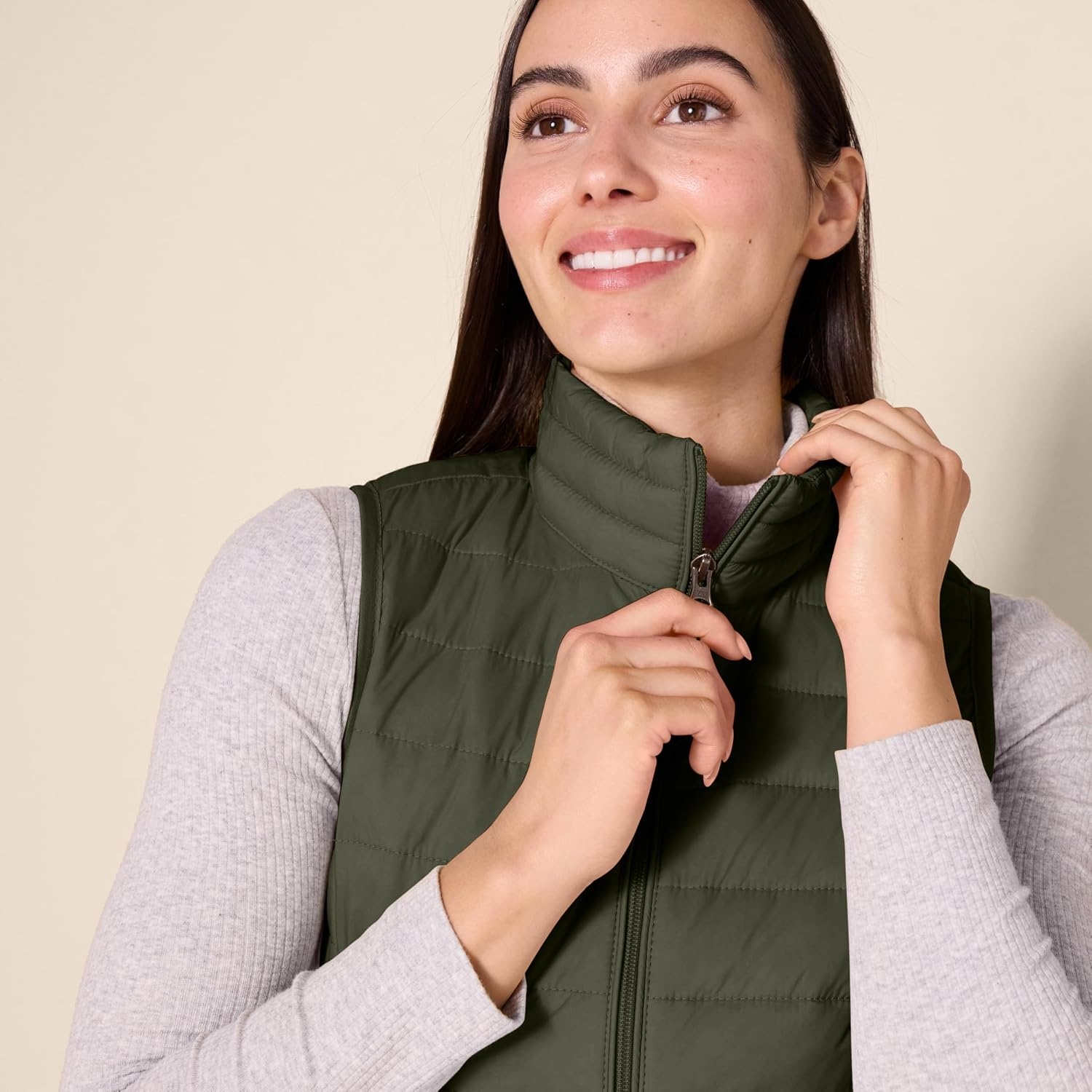 image:imageAmazon Essentials Womens Lightweight WaterResistant Packable Puffer VestOlive