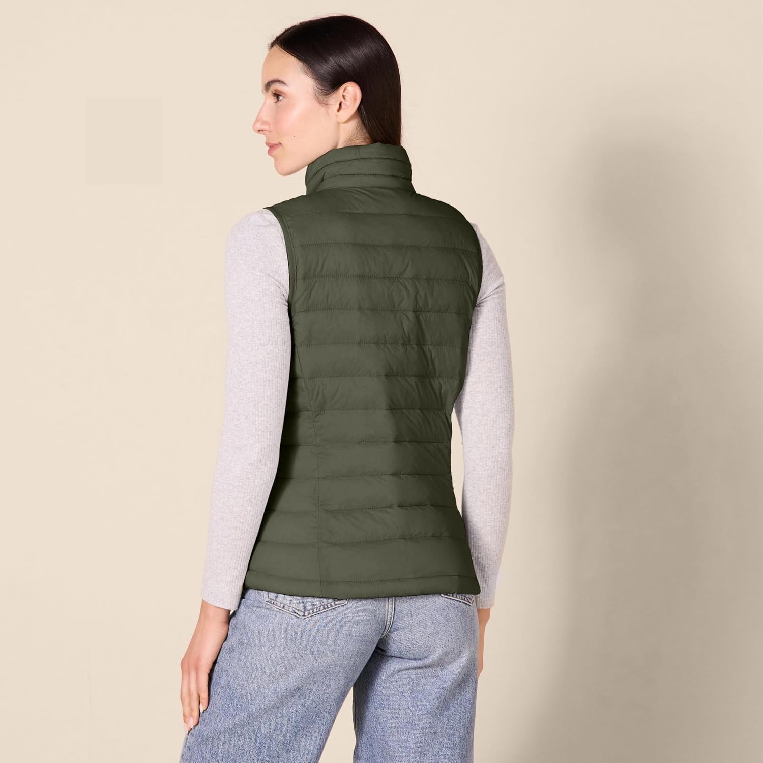 image:imageAmazon Essentials Womens Lightweight WaterResistant Packable Puffer VestOlive