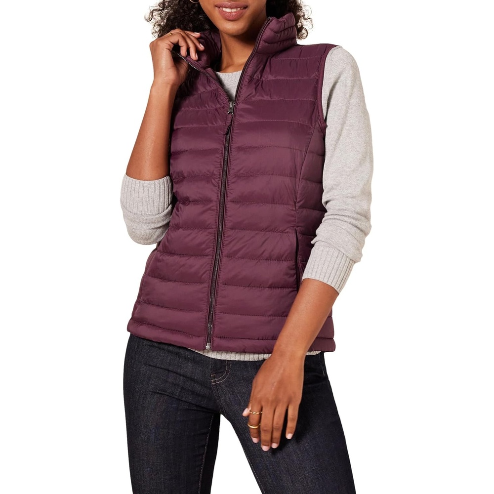 image:imageAmazon Essentials Womens Lightweight WaterResistant Packable Puffer VestBurgundy