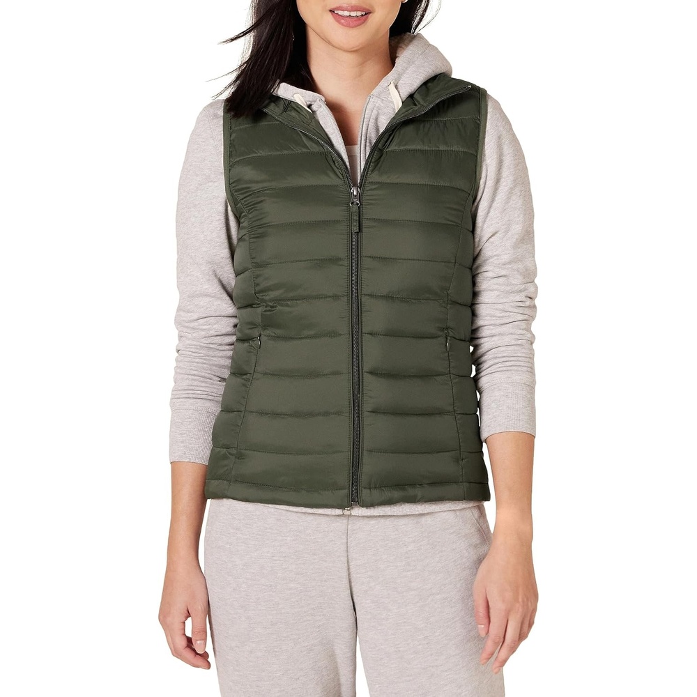 image:imageAmazon Essentials Womens Lightweight WaterResistant Packable Puffer VestOlive