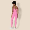 Amazon Essentials Women’s Active Formflex Buttery Soft One Piece Full Length Workout Jumpsuit with Built-In Bra(Pink)
