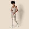 Amazon Essentials Women’s Active Formflex Buttery Soft One Piece Full Length Workout Jumpsuit with Built-In Bra(Taupe)