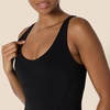 Amazon Essentials Women’s Active Formflex Buttery Soft One Piece Shorts Romper Jumpsuit with Built-In Bra(Black)