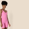 Amazon Essentials Women’s Active Formflex Buttery Soft One Piece Shorts Romper Jumpsuit with Built-In Bra(Pink)