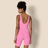 Amazon Essentials Women’s Active Formflex Buttery Soft One Piece Shorts Romper Jumpsuit with Built-In Bra(Pink)