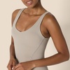 Amazon Essentials Women’s Active Formflex Buttery Soft One Piece Shorts Romper Jumpsuit with Built-In Bra(Taupe)