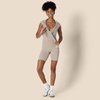 Amazon Essentials Women’s Active Formflex Buttery Soft One Piece Shorts Romper Jumpsuit with Built-In Bra(Taupe)