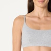 Amazon Essentials Women’s Cotton Jersey Scoop Bralette, Pack of 2(Black / Grey Heather)