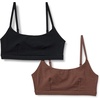 Amazon Essentials Women’s Cotton Jersey Scoop Bralette, Pack of 2(Black / Rich Hazel)