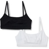 Amazon Essentials Women’s Cotton Jersey Scoop Bralette, Pack of 2(Black / White)