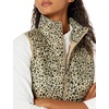 Amazon Essentials Women’s Lightweight Water-Resistant Packable Puffer Vest(Light Camel Leopard Print)