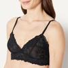Amazon Essentials Women’s Stretch Galloon Lace Unlined Triangle Bra, Wireless, Pack of 2(Black / White)