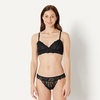 Amazon Essentials Women’s Stretch Galloon Lace Unlined Triangle Bra, Wireless, Pack of 2(Black)