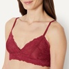 Amazon Essentials Women’s Stretch Galloon Lace Unlined Triangle Bra, Wireless, Pack of 2(Soft Petal / Burgundy)