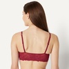 Amazon Essentials Women’s Stretch Galloon Lace Unlined Triangle Bra, Wireless, Pack of 2(Soft Petal / Burgundy)