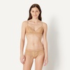 Amazon Essentials Women’s Stretch Galloon Lace Unlined Triangle Bra, Wireless, Pack of 2(White / Washed Bronze)
