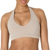 Amazon Essentials Women’s Active FormFlex Buttery Soft Light Support Halter V-Neck Sports Bra(Taupe)