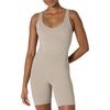 Amazon Essentials Women’s Active Formflex Buttery Soft One Piece Shorts Romper Jumpsuit with Built-In Bra(Taupe)
