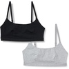 Amazon Essentials Women’s Cotton Jersey Scoop Bralette, Pack of 2(Black / Grey Heather)