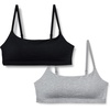 Amazon Essentials Women’s Cotton Jersey Scoop Bralette, Pack of 2(Black / Medium Grey Heather)