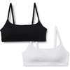 Amazon Essentials Women’s Cotton Jersey Scoop Bralette, Pack of 2(Black / White)