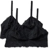 Amazon Essentials Women’s Stretch Galloon Lace Unlined Triangle Bra, Wireless, Pack of 2(Black)