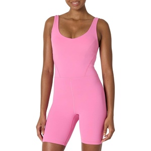 Amazon Essentials Women’s Active Formflex Buttery Soft One Piece Shorts Romper Jumpsuit with Built-In Bra(Pink)